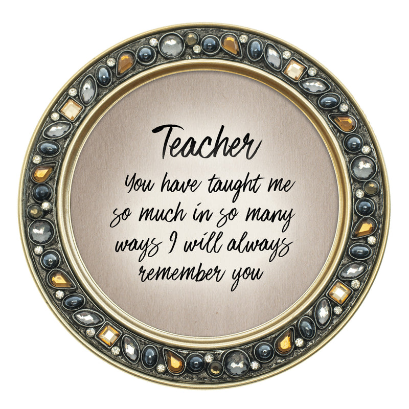 Teacher I Will Always Remember You 4.5 Inch Amber Jeweled Coaster Set of 4