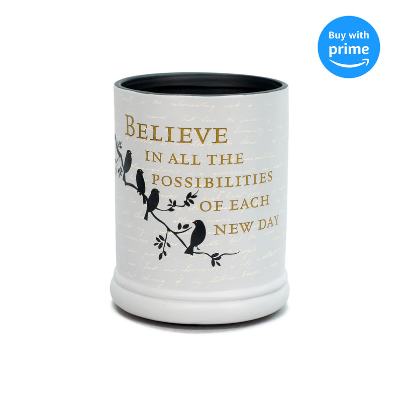 Birds on a Tree Grey Believe Ceramic Stoneware Electric Large Jar Candle Warmer