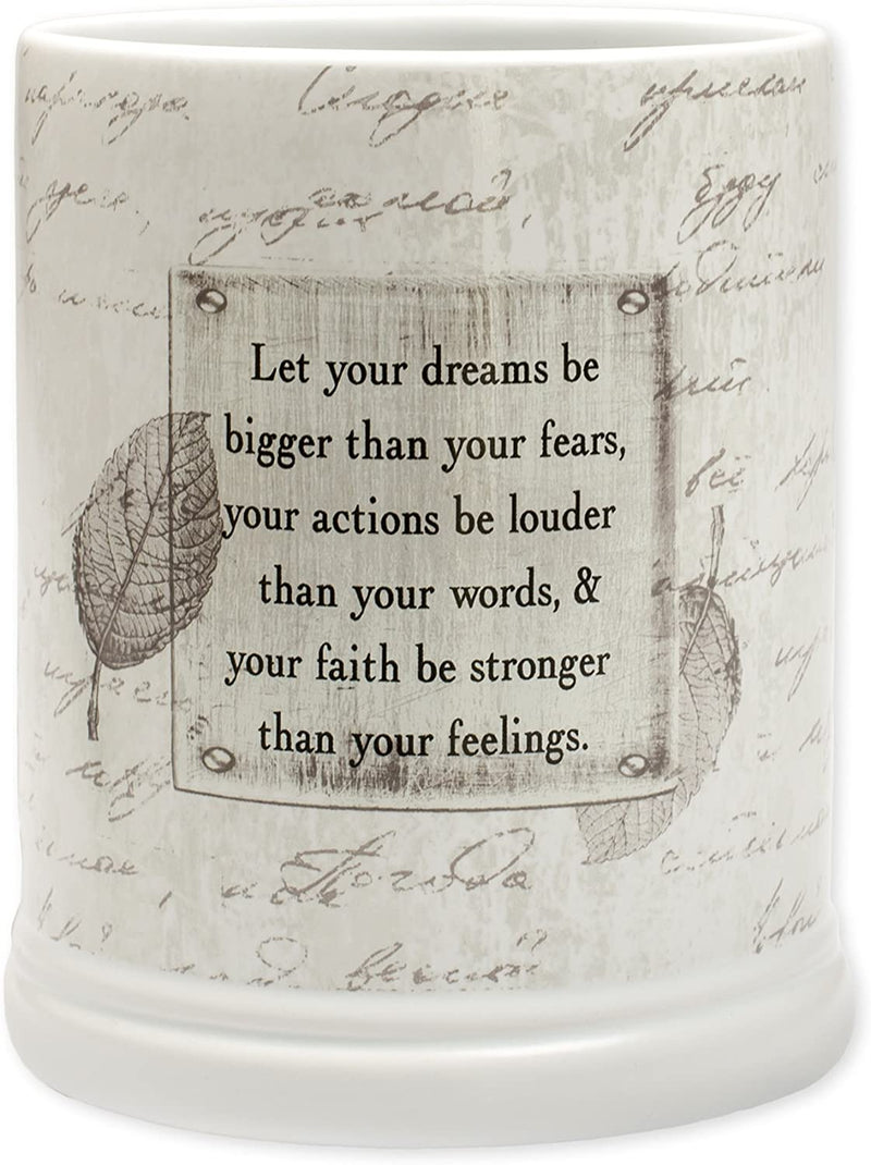 Jar candle warmer with sentiment, "Let your dreams be bigger..."