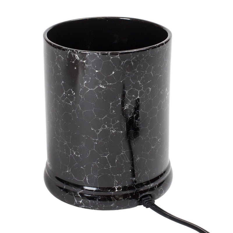 Glossy Black and Marbled Ceramic Stoneware Electric Large Jar Candle Warmer Set of 2