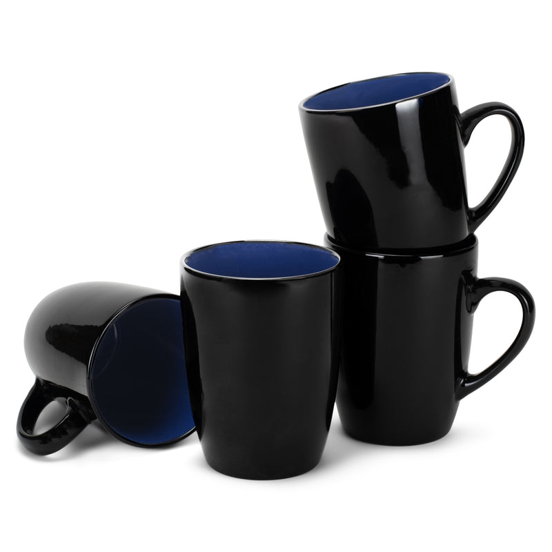Group of royal blue and black mugs