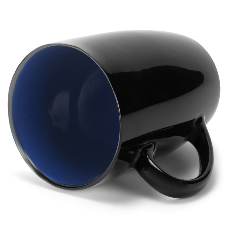 Royal blue and black mug showing inside of mug