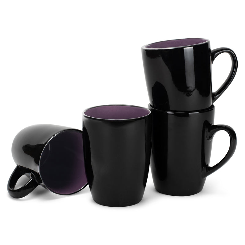 Group of purple and black mugs
