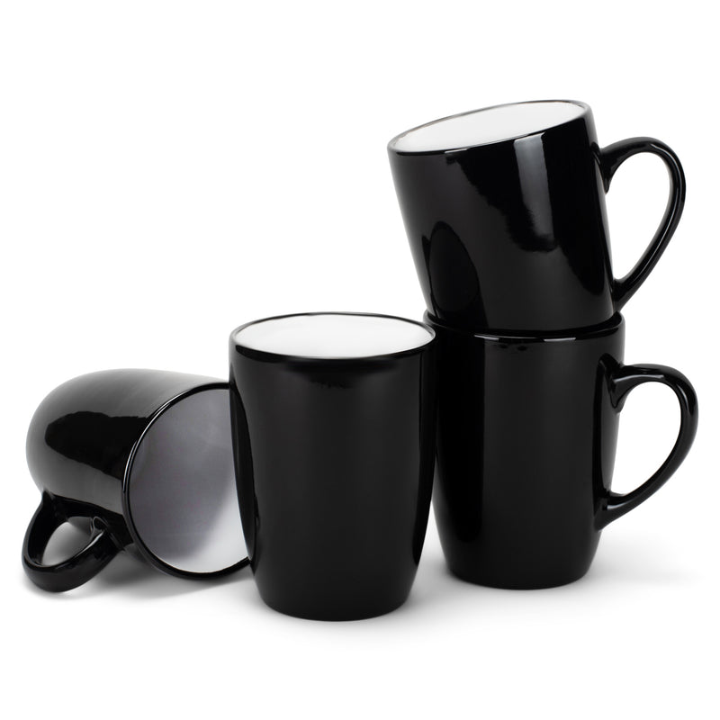 Group of white and black mugs