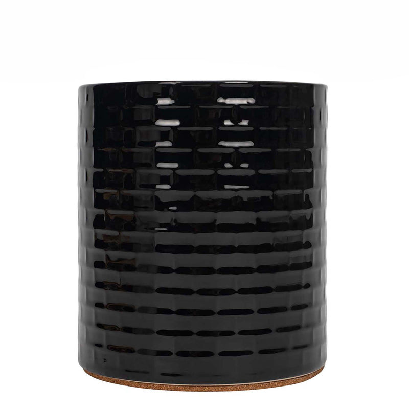 Elanze Designs Embossed Subway Tile Ceramic Stoneware Cork Bottom Kitchen K Cup Holder, Black