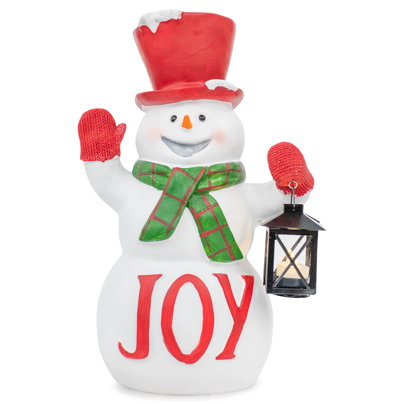 Elanze Designs Joy Snowman 17 inch Resin LED Christmas Door Greeter Figurine