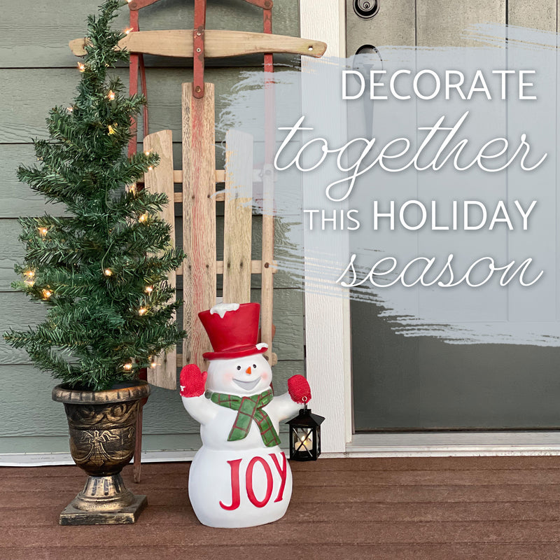 Elanze Designs Joy Snowman 17 inch Resin LED Christmas Door Greeter Figurine