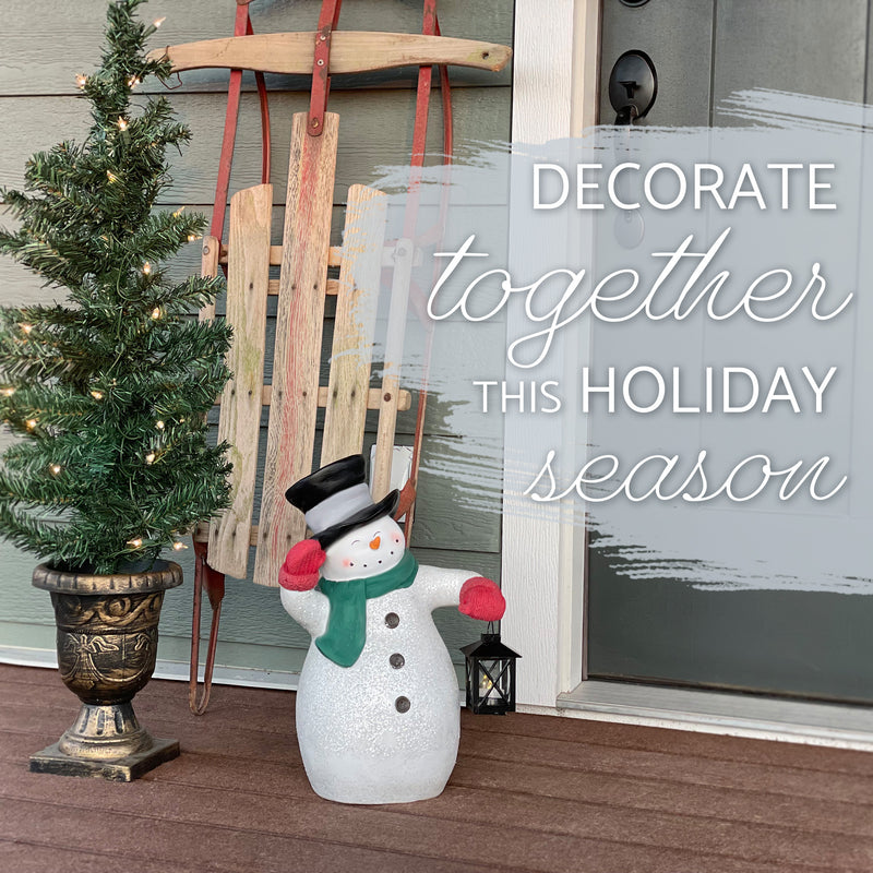 Elanze Designs Waving Snowman 17 inch Resin LED Christmas Door Greeter Figurine