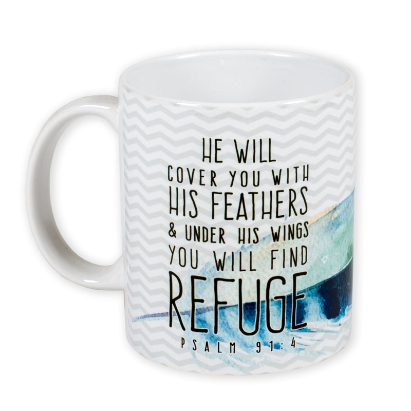 He Will Cover You Feathers Psalm 91:4 11 Ounce Ceramic Coffee Mug