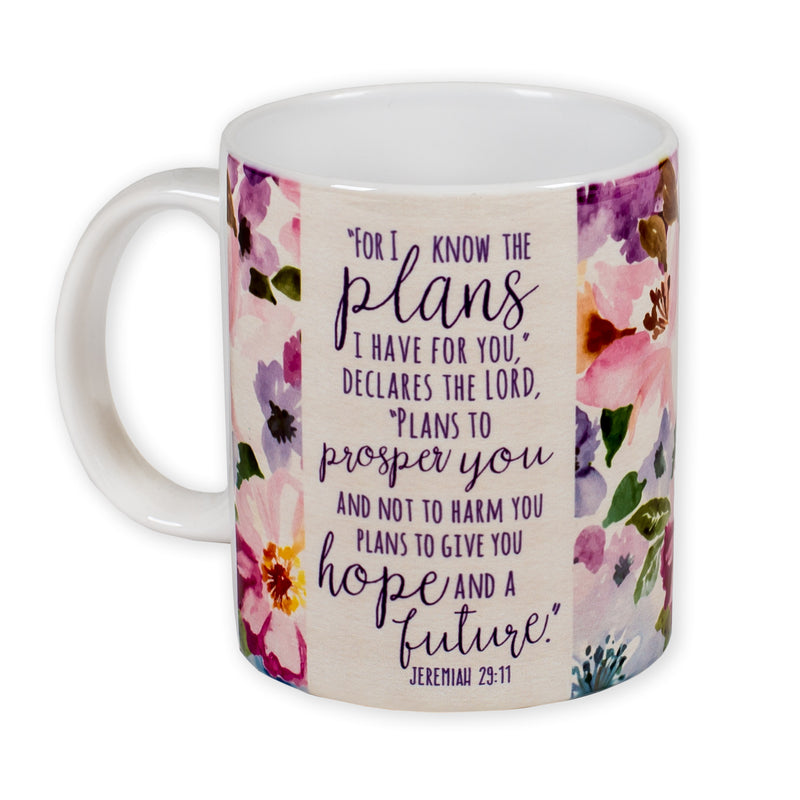 Plans I Have For You Jeremiah 29:11 Watercolor Floral 11 Ounce Ceramic Coffee Mug