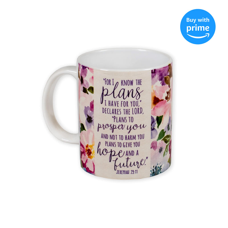 Plans I Have For You Jeremiah 29:11 Watercolor Floral 11 Ounce Ceramic Coffee Mug