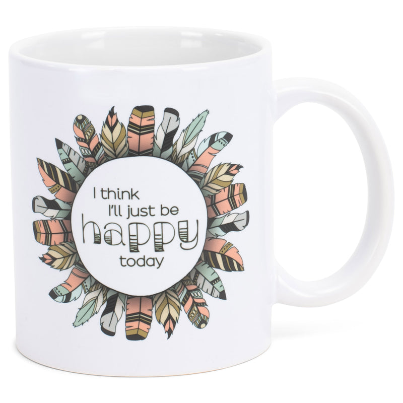 Just Be Happy Today White 11 Ounce Ceramic Novelty Coffee Mug