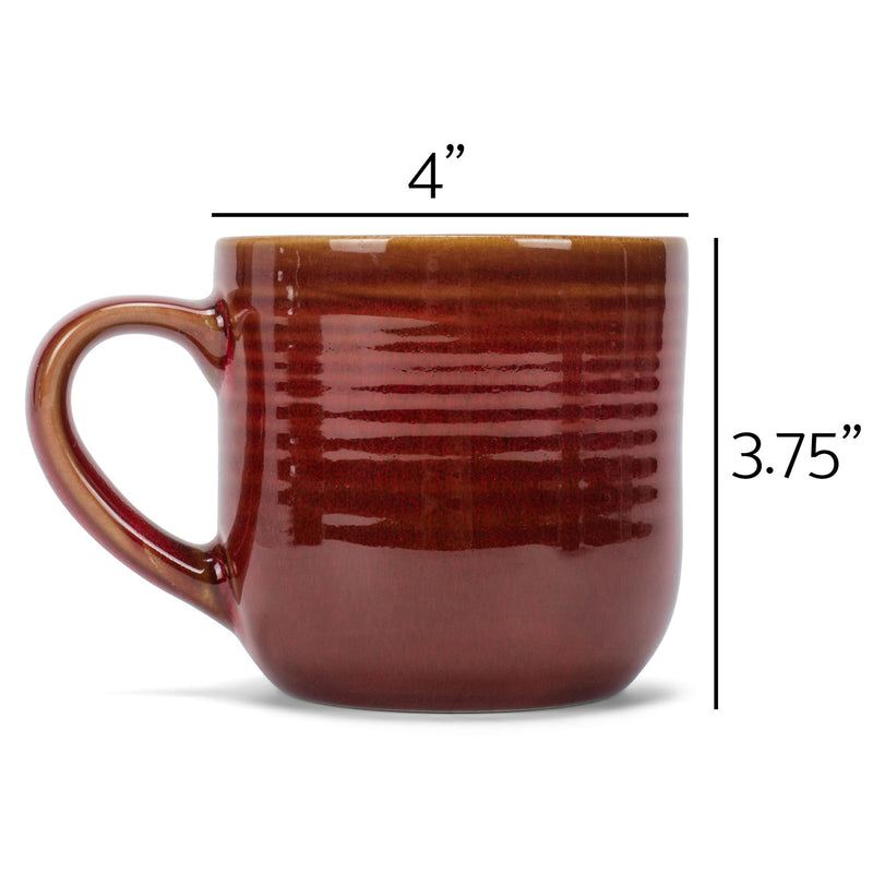 Elanze Designs Burnt Auburn Red Glossy Rainbow Reactive Glaze 17 ounce Stoneware Coffee Cup Mugs Set of 4