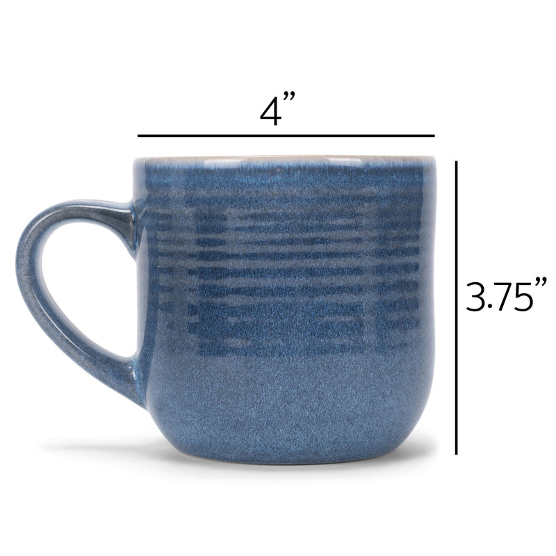Elanze Designs Cobalt Blue Glossy Rainbow Reactive Glaze 17 ounce Stoneware Coffee Cup Mugs Set of 4