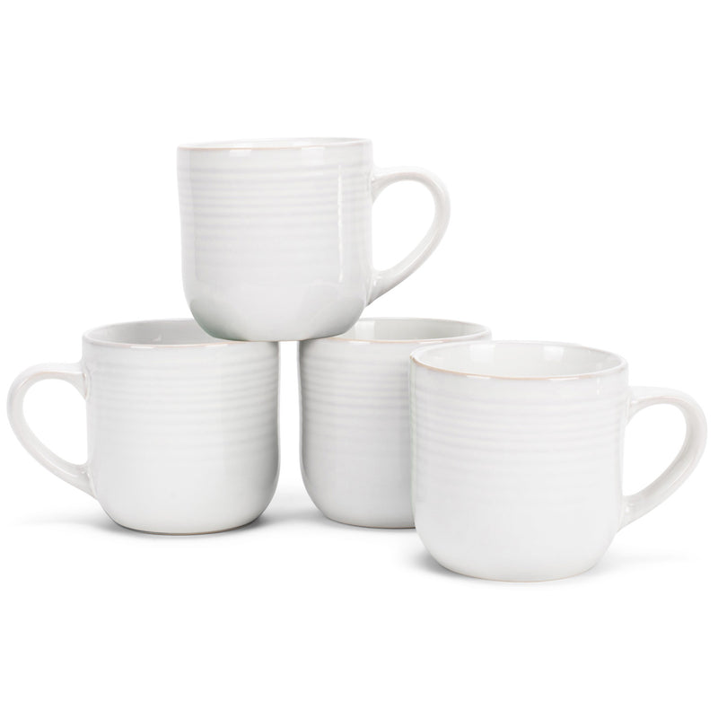 Elanze Designs Classic White Glossy Rainbow Reactive Glaze 17 ounce Stoneware Coffee Cup Mugs Set of 4