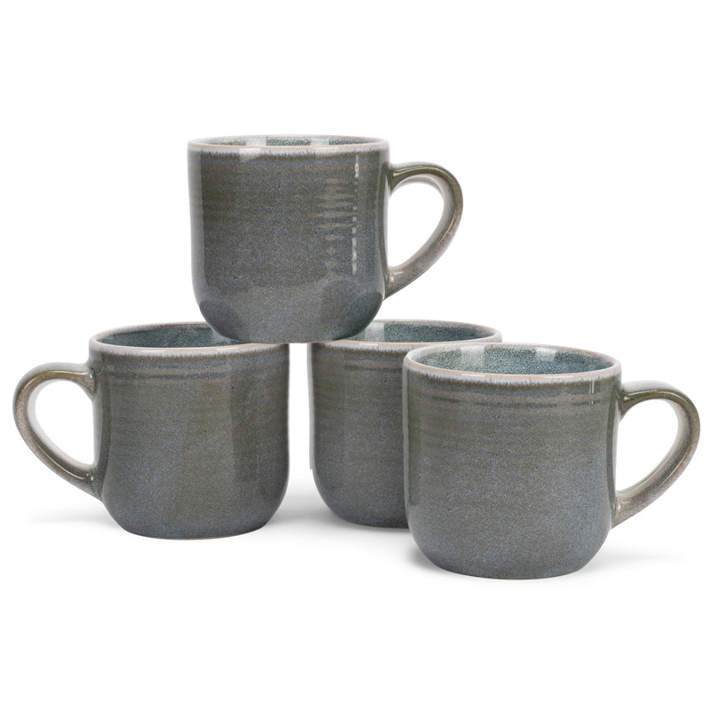 Elanze Designs Ocean Teal Blue Glossy Rainbow Reactive Glaze 17 ounce Stoneware Coffee Cup Mugs Set of 4