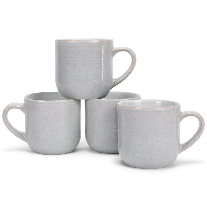 Elanze Designs Pale Grey Glossy Rainbow Reactive Glaze 17 ounce Stoneware Coffee Cup Mugs Set of 4