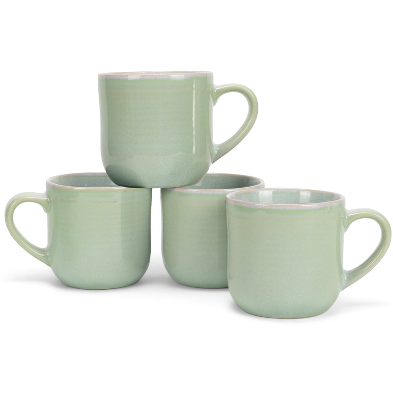 Elanze Designs Seafoam Mint Green Glossy Rainbow Reactive Glaze 17 ounce Stoneware Coffee Cup Mugs Set of 4