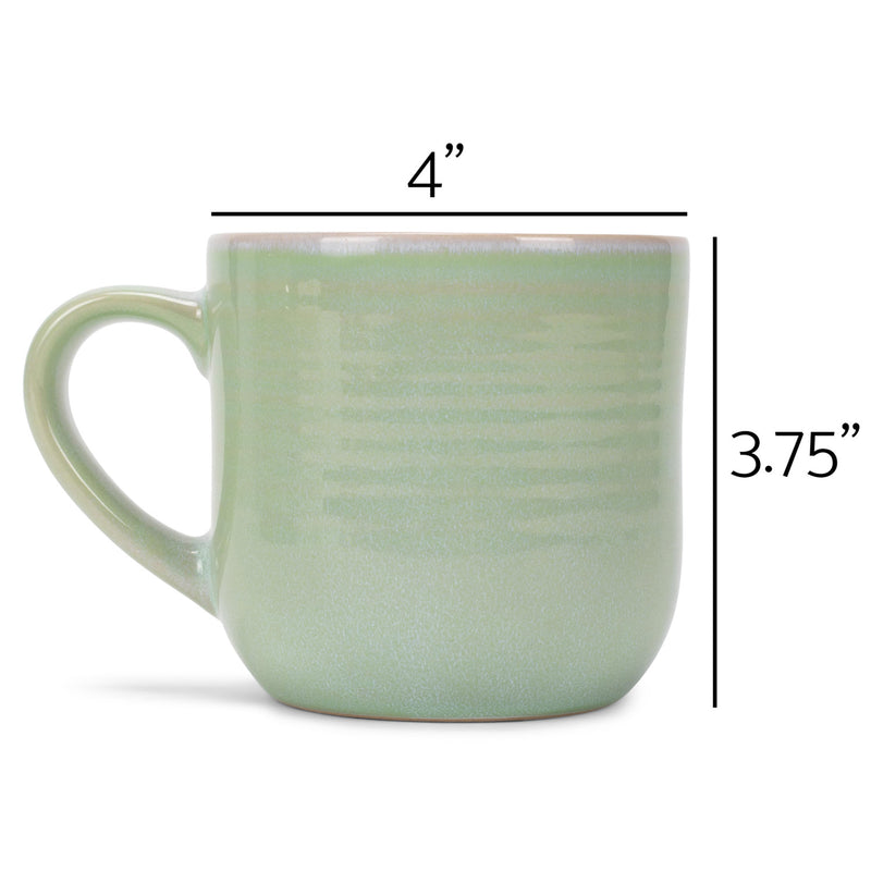 Elanze Designs Seafoam Mint Green Glossy Rainbow Reactive Glaze 17 ounce Stoneware Coffee Cup Mugs Set of 4