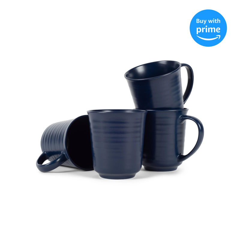Elanze Designs Navy Blue Matte Glaze Finish 17 ounce Stoneware Coffee Cup Mugs Set of 4