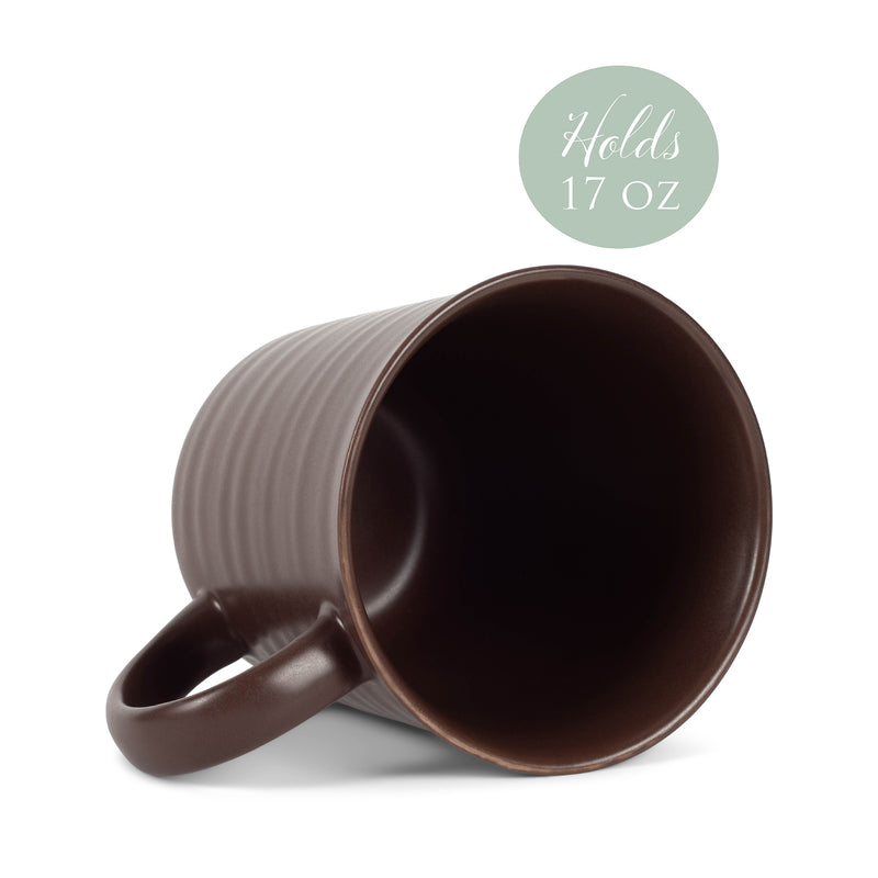 Elanze Designs Brown Matte Glaze Finish 17 ounce Stoneware Coffee Cup Mugs Set of 4