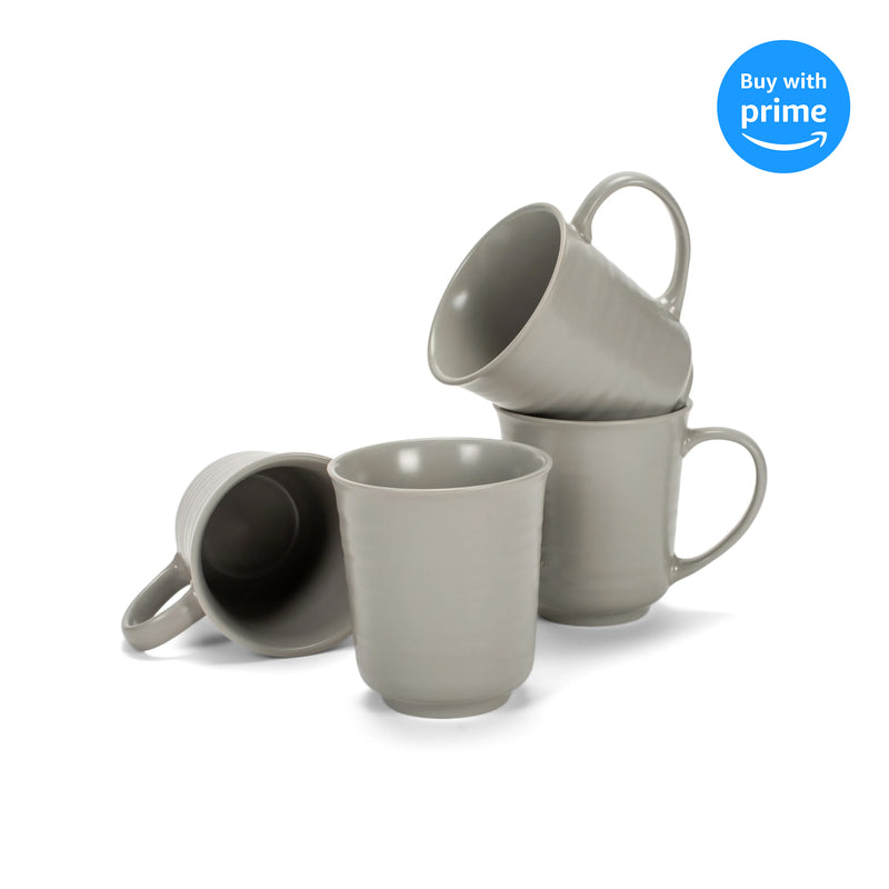 Elanze Designs Grey Matte Glaze Finish 17 ounce Stoneware Coffee Cup Mugs Set of 4