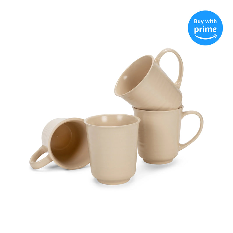 Elanze Designs Cream Matte Glaze Finish 17 ounce Stoneware Coffee Cup Mugs Set of 4