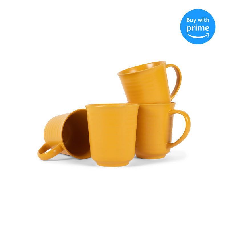 Elanze Designs Goldenrod Yellow Matte Glaze Finish 17 ounce Stoneware Coffee Cup Mugs Set of 4