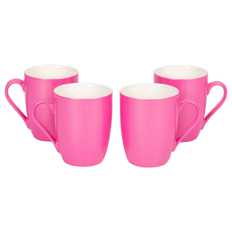 Princess Pink Glossy Finish 10 Oz. New Bone China Coffee Cup Mug Set of 4