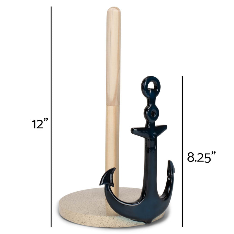 Elanze Designs Nautical Anchor 12 inch Resin and Wood Paper Towel Holder