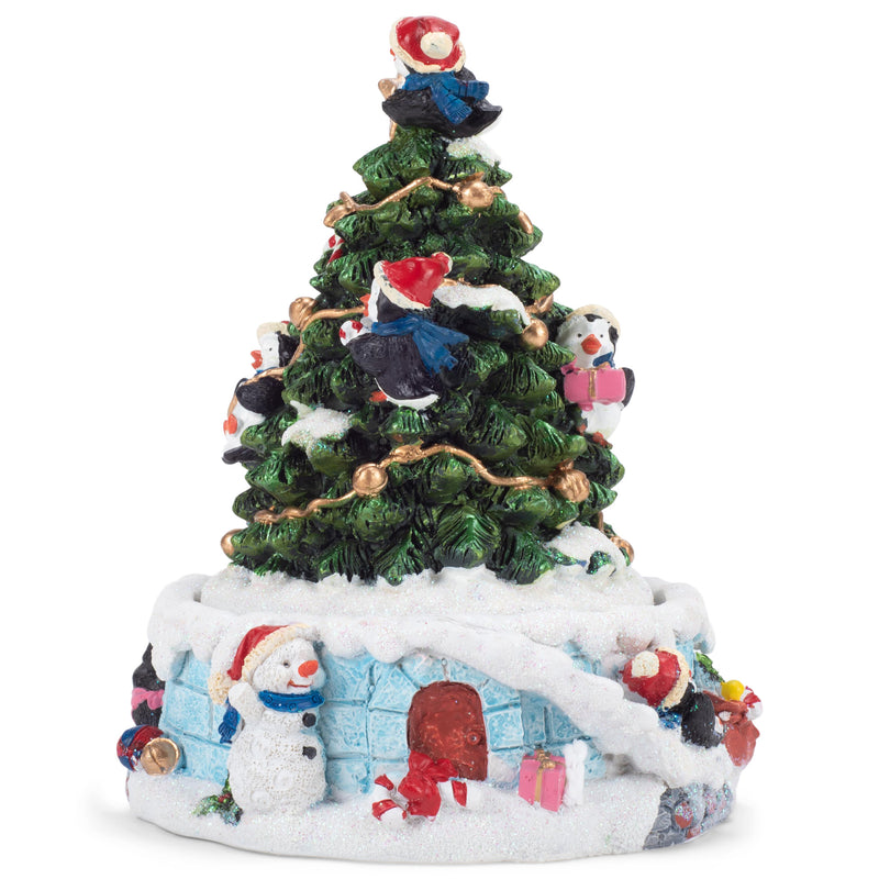 Elanze Designs Christmas Tree Penguin Igloo Musical Carousel Plays Jingle Bells