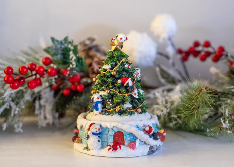Elanze Designs Christmas Tree Penguin Igloo Musical Carousel Plays Jingle Bells