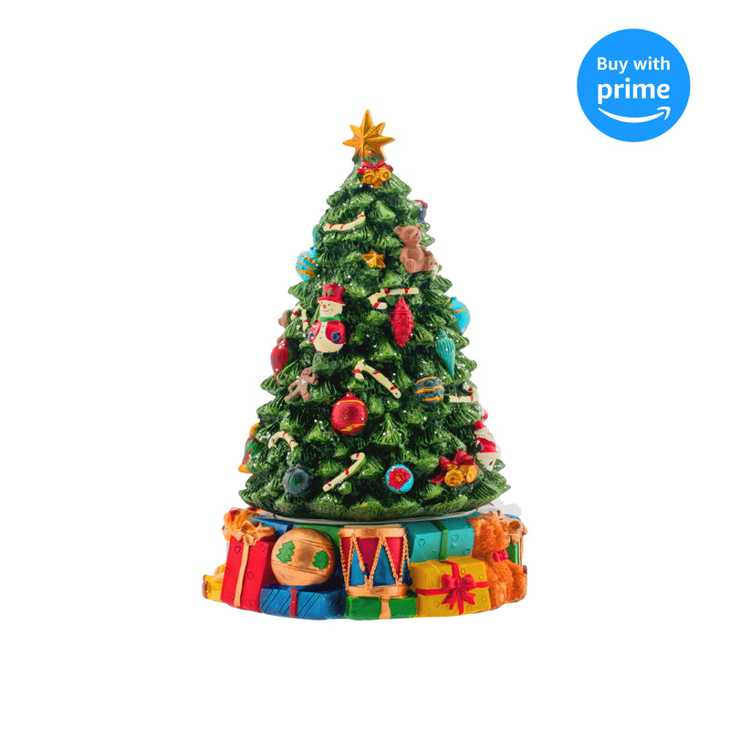 Christmas Tree Revolving Musical Figurine - Plays Tune We Wish You A Merry Christmas