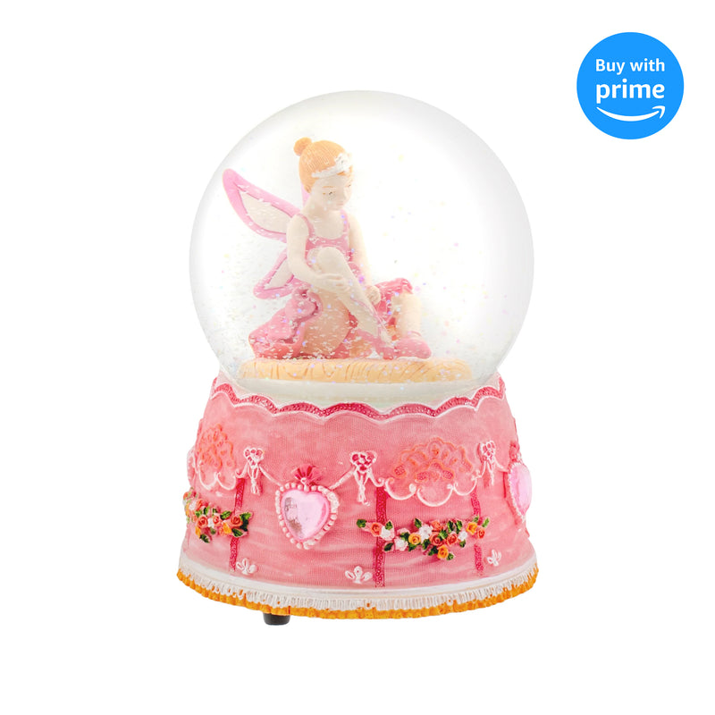 Rotating Ballerina Princess Fairy 100MM Musical Snow Globe Plays Tune Swan Lake
