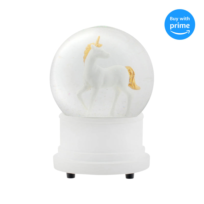 Elanze Designs Pearl White Unicorn 100MM Musical Water Globe Plays Tune You are My Sunshine