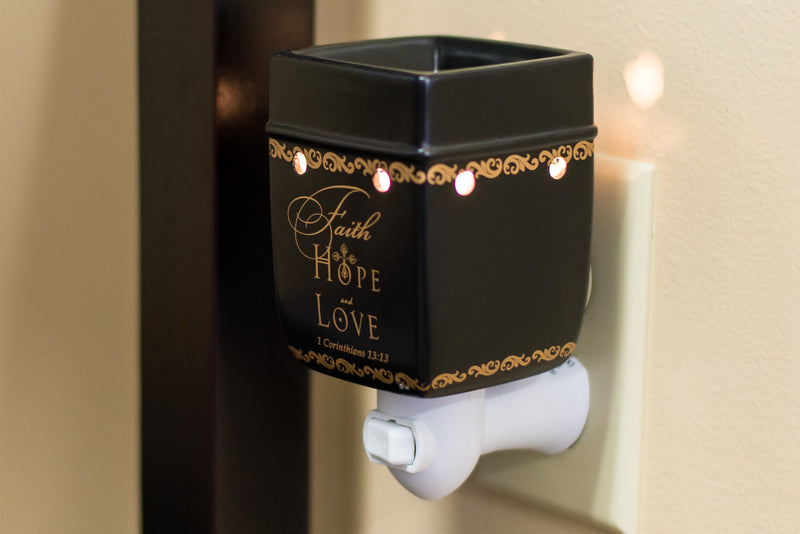 Faith Hope Love Ceramic Stoneware Plug-in Outlet Wax and Oil Warmer