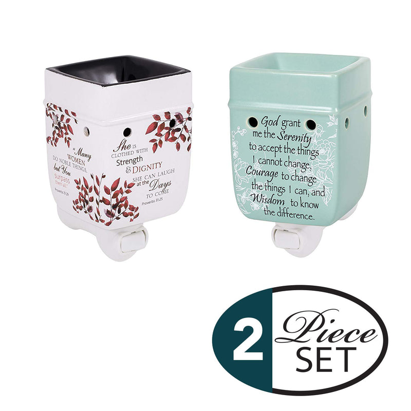 2 Pc Set Proverbs 31 Woman Serenity Prayer Ceramic Stone Plug-In Candle Warmers