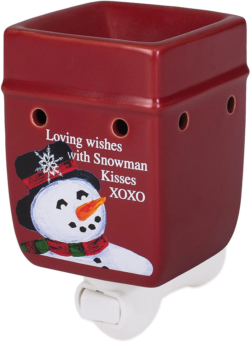 Classic Snowman Winter Wonders Red Christmas Ceramic Stone Holiday Plug-in Warmer