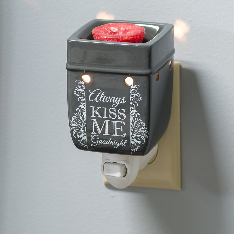 Always Kiss Me Goodnight Charcoal Grey Stoneware Electric Plug-in Wax Tart Oil Warmer