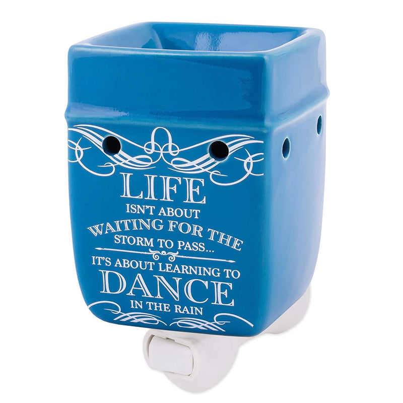 Life Learning Dance in the Rain Blue Stoneware Electric Plug-In Wax Tart Oil Warmer