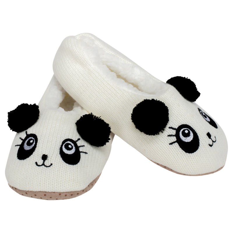 Panda Bear Womens Animal Cozy Indoor Plush Lined Non Slip Fuzzy Soft Slipper - Small
