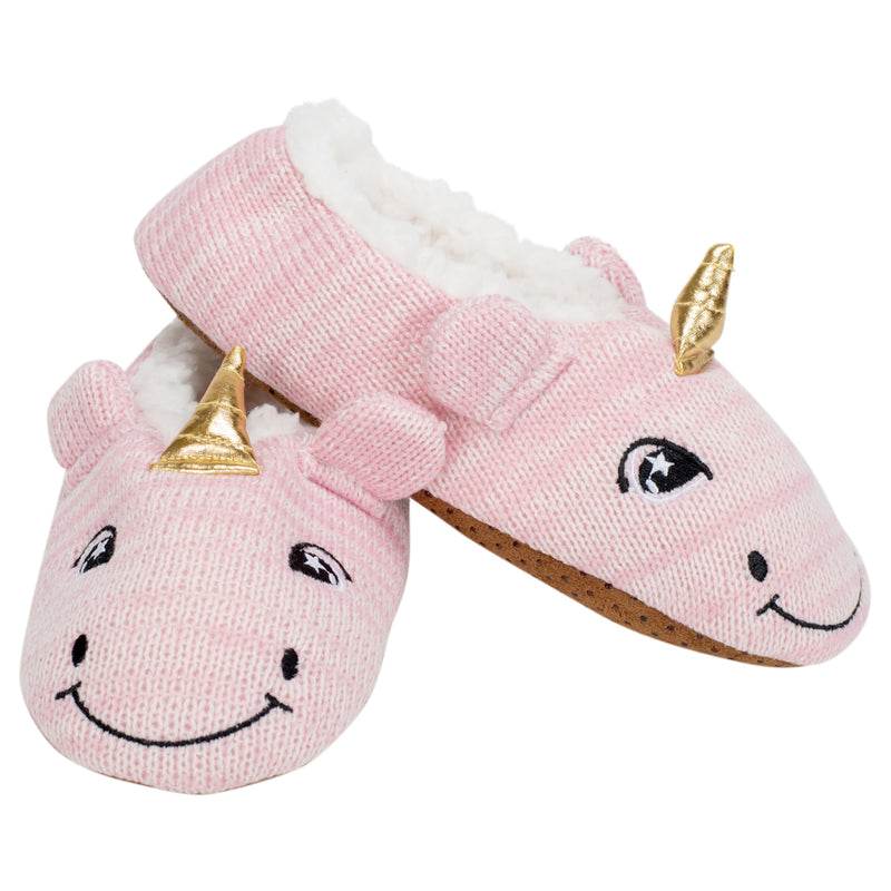 Womens Pink Unicorn plush lined slipper socks