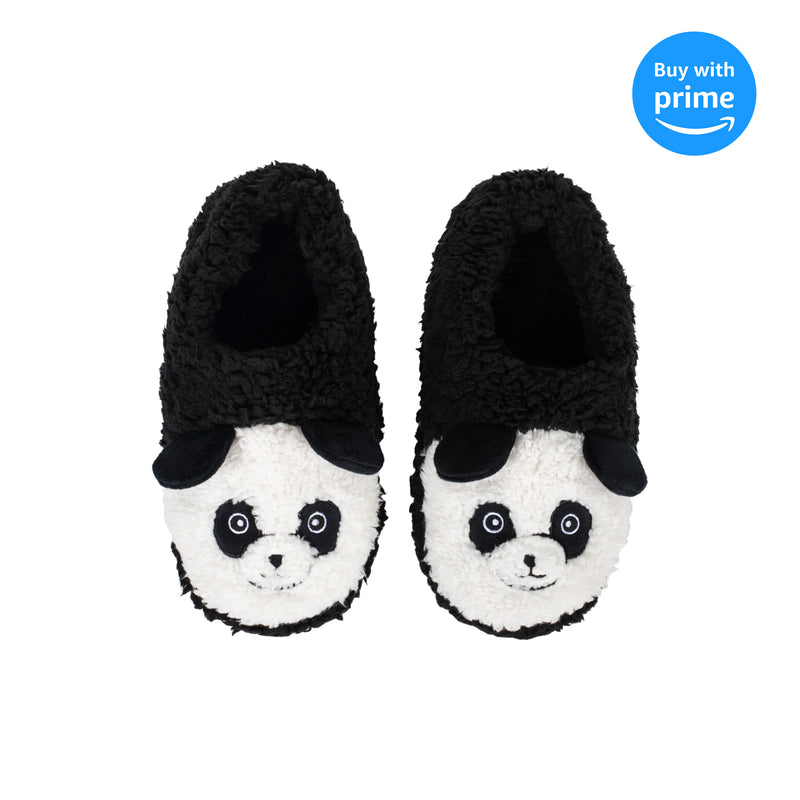 Panda Black Women's Animal Cozy Plush Lined Non Slip Fuzzy Slipper - Small