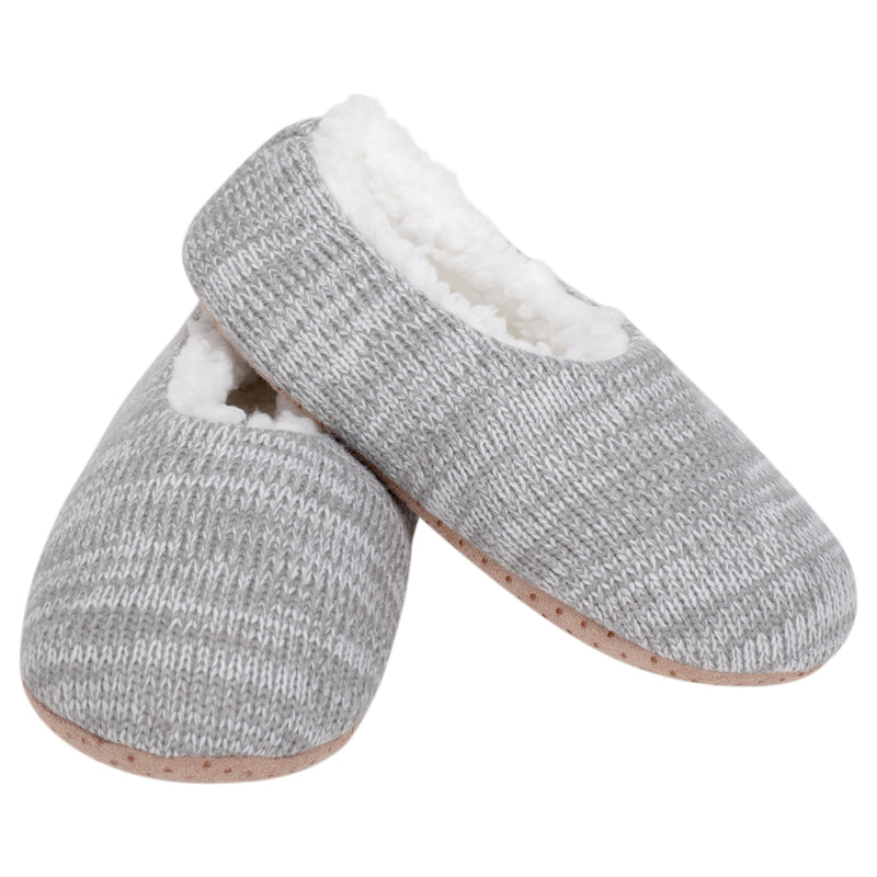 Simple Knit Womens Plush Lined Cozy Non Slip Indoor Soft Slipper - Grey, Small