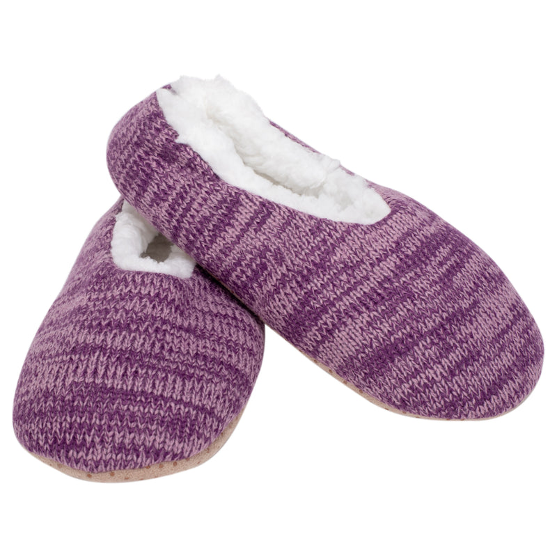 Simple Knit Womens Plush Lined Cozy Non Slip Indoor Soft Slipper - Purple, Large