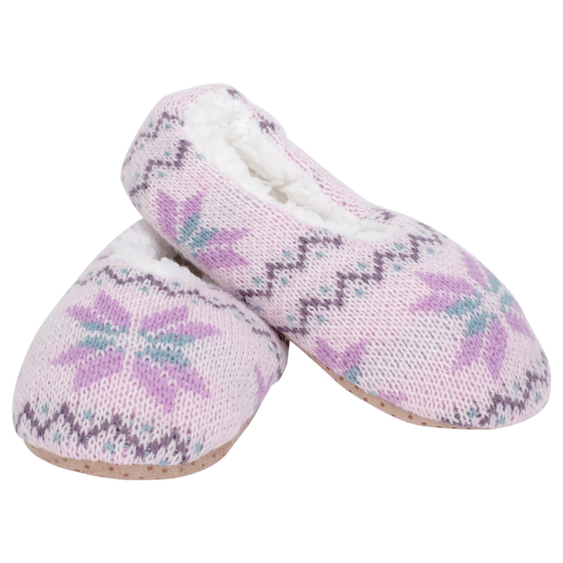 Lilac Purple Nordic Snow Womens Plush Lined Cozy Non Slip Indoor Soft Slippers - Large