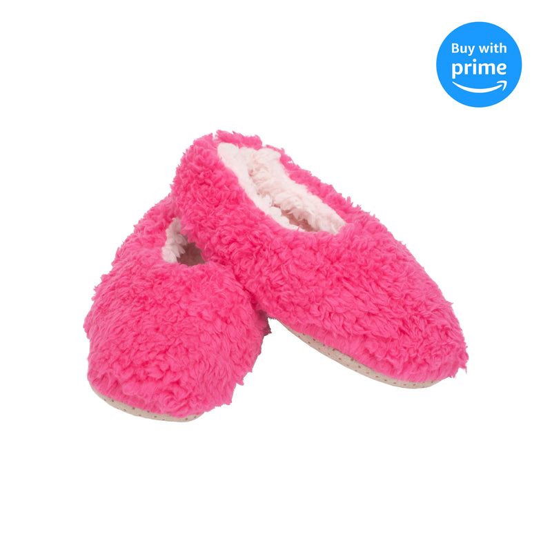 Hot Pink Two Tone Womens Plush Lined Cozy Non Slip Indoor Soft Slippers - Medium