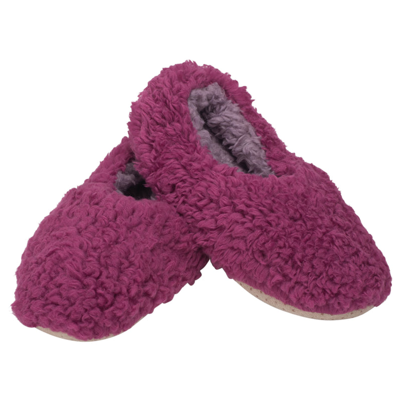 Deep Purple Two Tone Womens Plush Lined Cozy Non Slip Indoor Soft Slippers - Small