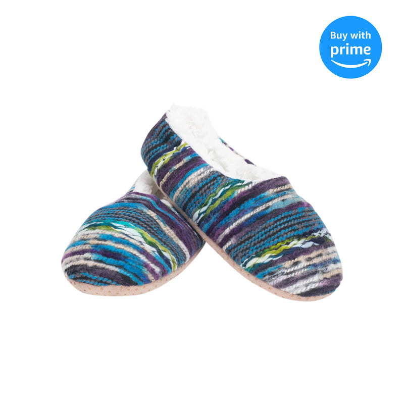 Blue Yarn Craft Blend Womens Plush Lined Cozy Non Slip Indoor Soft Slippers - Medium