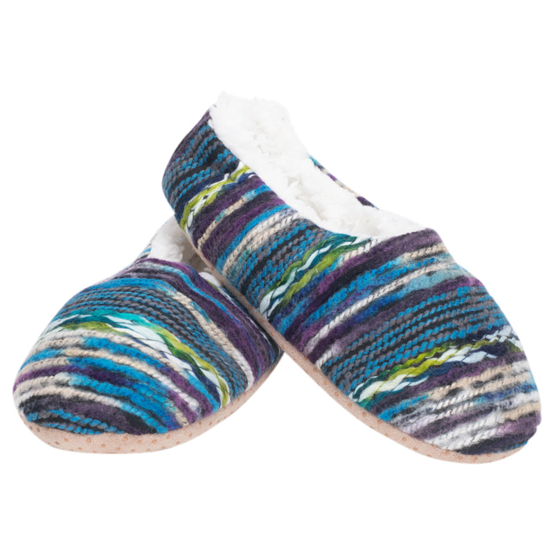Blue Yarn Craft Blend Womens Plush Lined Cozy Non Slip Indoor Soft Slippers - Medium